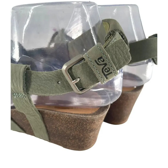 Teva Mahonia Cross Strap Comfortable Leather Wedge Sandals Green size US 9 EU 40 - Picture 6 of 16